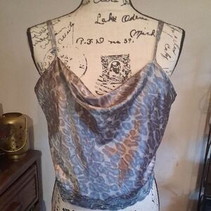 NWT VS Leopard Print Cowl Neck Camisole & Matching Lounge Sleepwear Pants Large